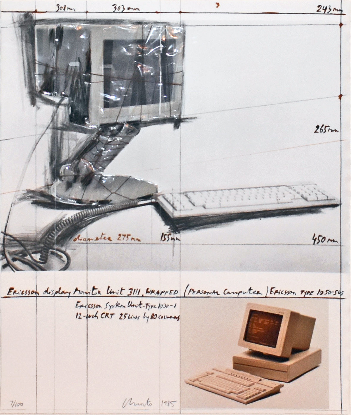 Christo and Jeanne-Claude Ericsson Display Monitor Unit 3111, Wrapped, Project for Personal Computer 1985