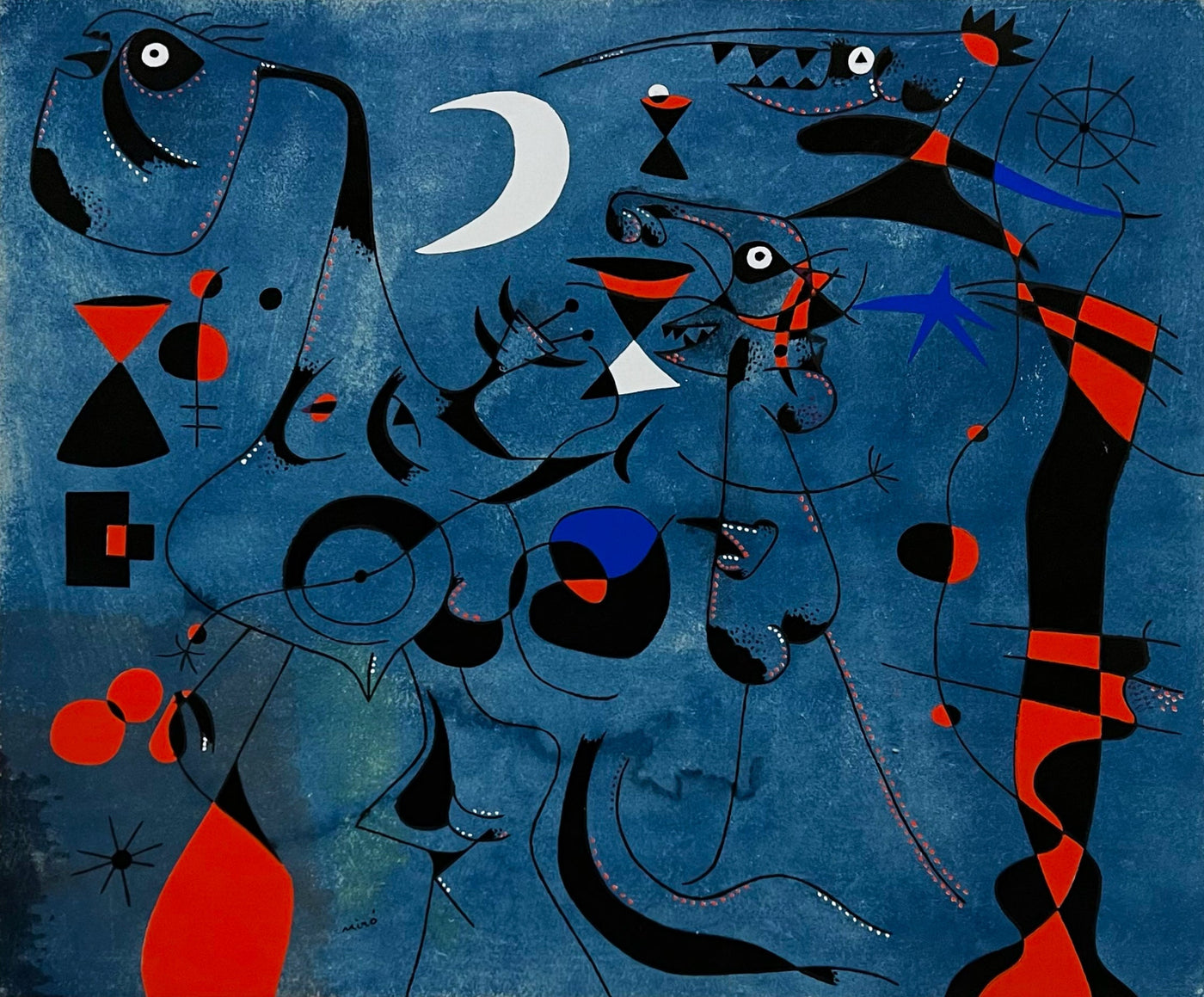 Joan Miro Personnages dans la nuit guides par les traces phosphorescentes des escargots (People at Night Guided by the Phosphorescent Trails of Snails), Plate III (Cramer No. 58) 1959