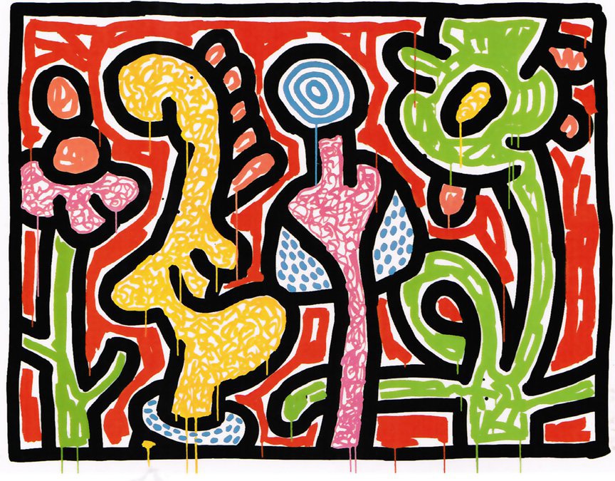 Keith Haring Flowers Plate 4 1990