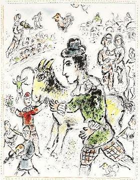 Marc Chagall Clown with a Yellow Goat (Mourlot 995) 1982