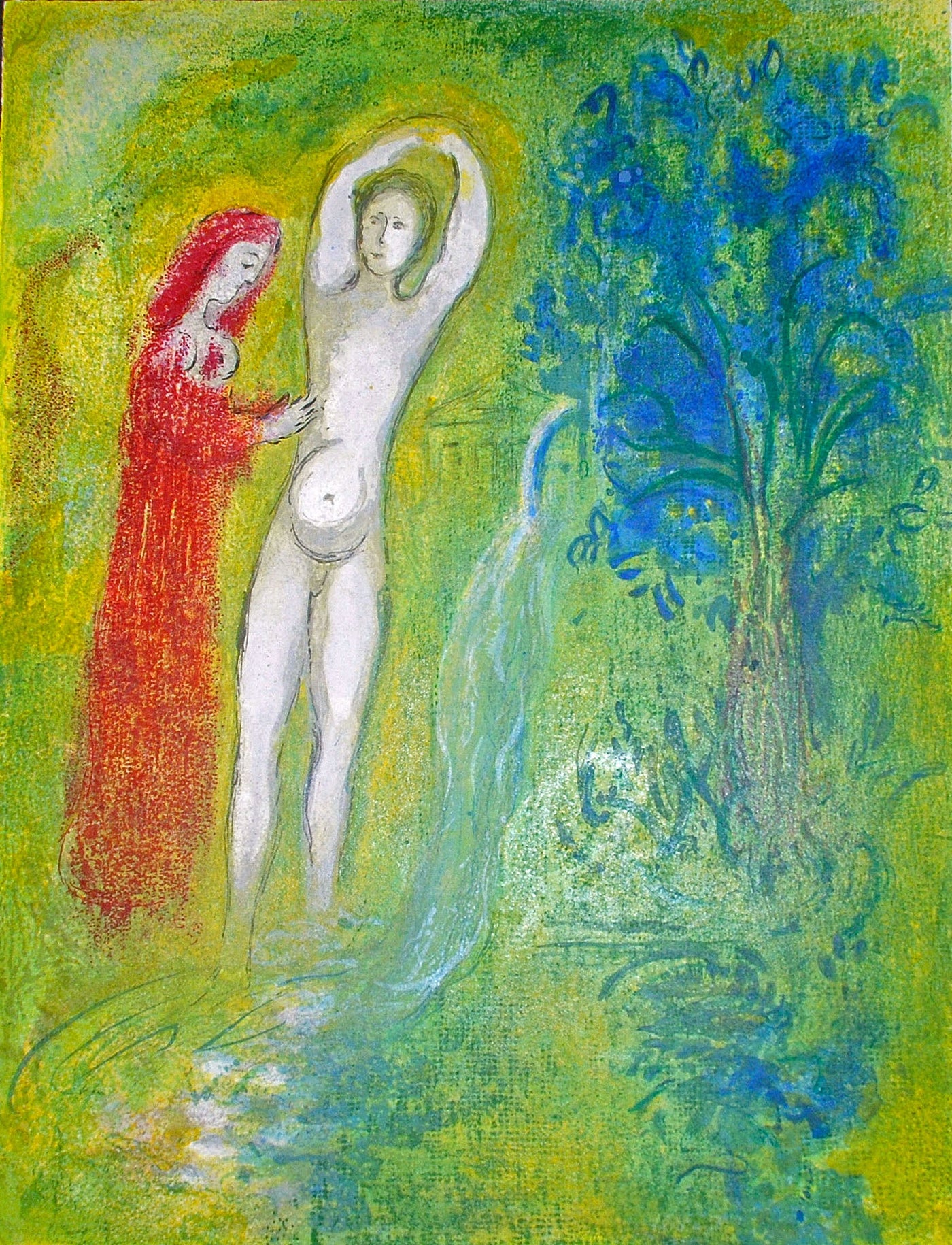 Marc Chagall Daphnis and Chloe Beside the Fountain, from Daphnis and Chloe (Mourlot 313, Cramer 46) 1961