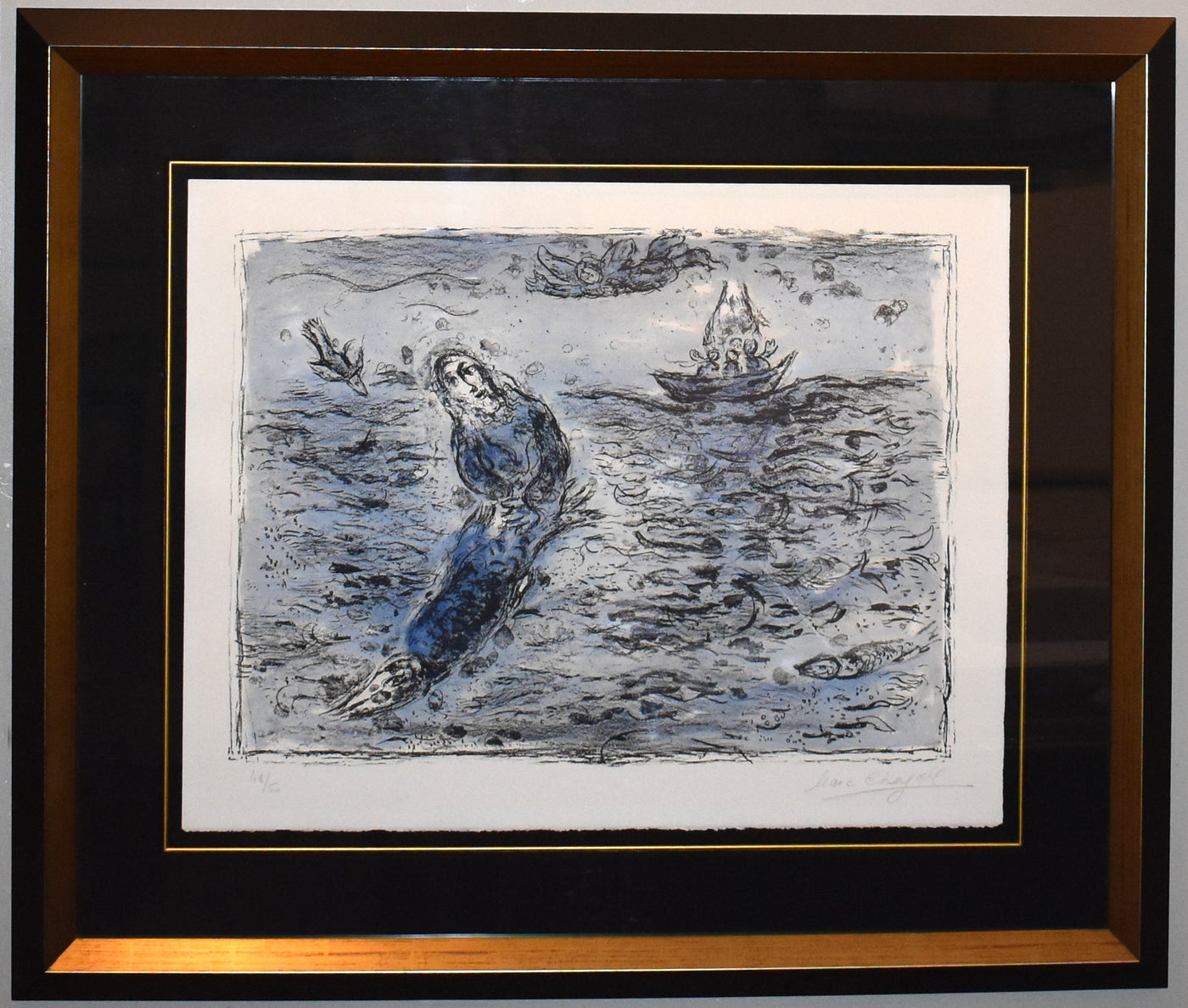 Marc Chagall Jonas Sur Fond Bleu (Mourlot 661) 1972