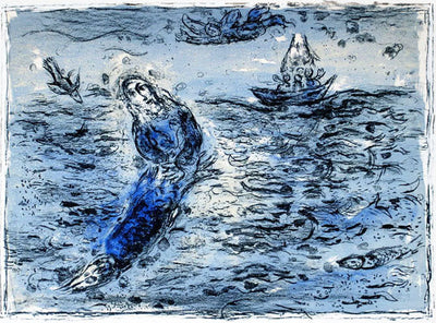 Marc Chagall Jonas Sur Fond Bleu (Mourlot 661) 1972