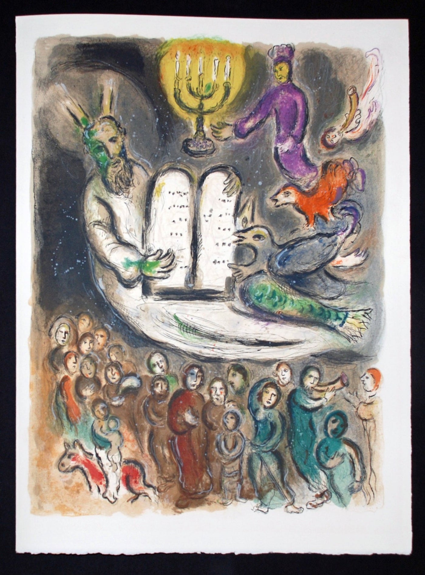 Marc Chagall Moses Shows the Elders the Tablets of the Law, from The Story of Exodus (Mourlot 457, Cramer no. 64) 1966