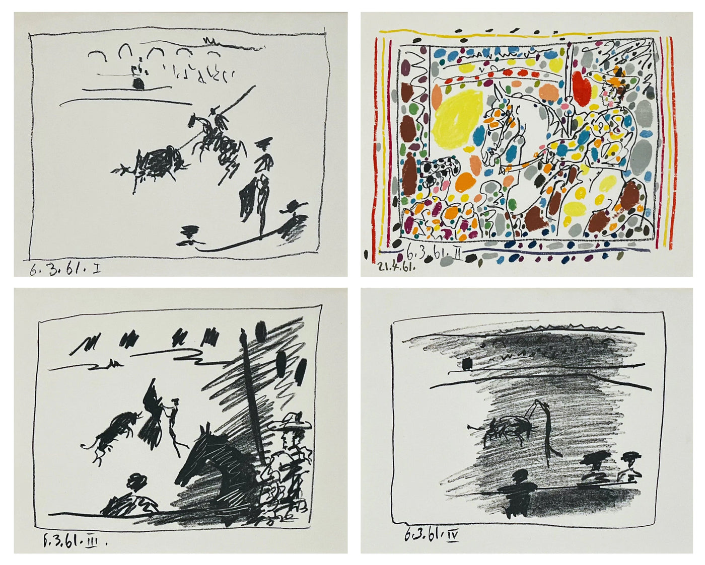 Pablo Picasso A Los Toros Avec Picasso (Set of Four) (Cramer 113) 1961