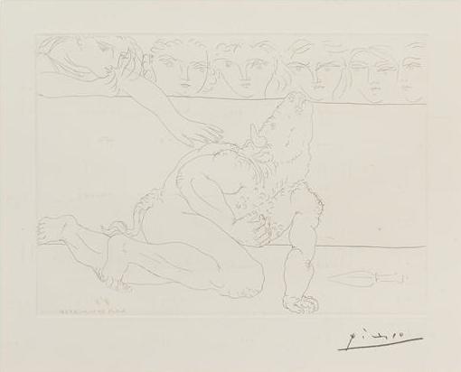Pablo Picasso Minotaure mourant et jeune femme pitoyable (Bloch 198) 1933