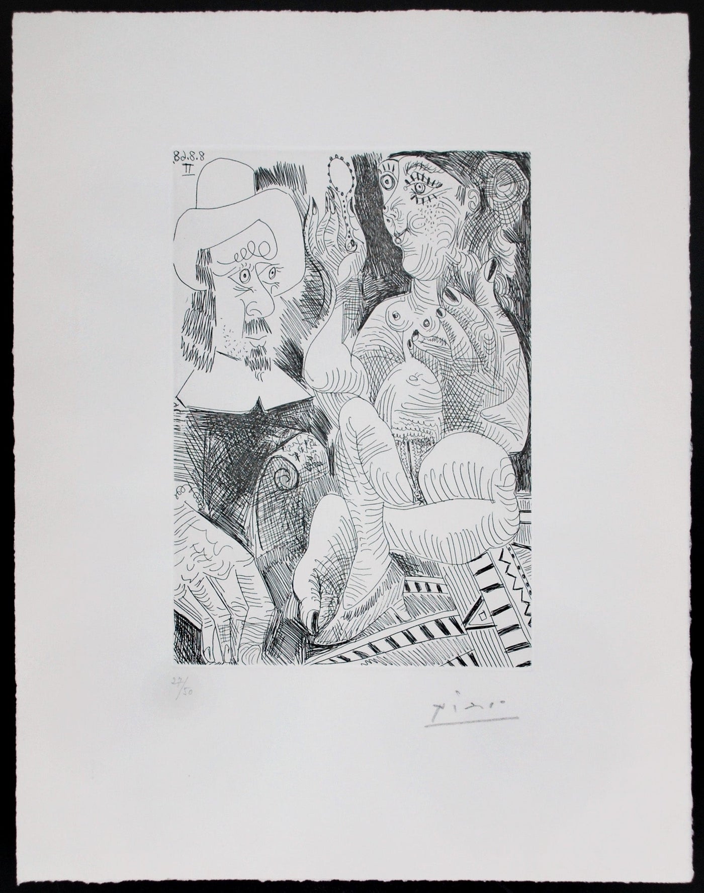 Pablo Picasso Woman at Her Toilette and Man in a Rembrandtesque Hat (Femme a sa Toilette et Homme au Chapeau Rembranesque) (Bloch 1738, Baer 1755) 1968