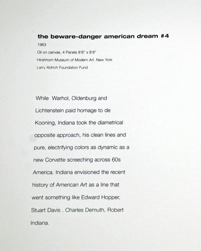 Robert Indiana The Beware-Danger American Dream #4 1997