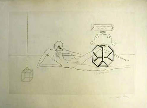 Salvador Dali Immortality of Tetrahedral Cube 1973