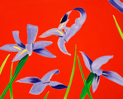 Alex Katz Purple Irises on Red 2023