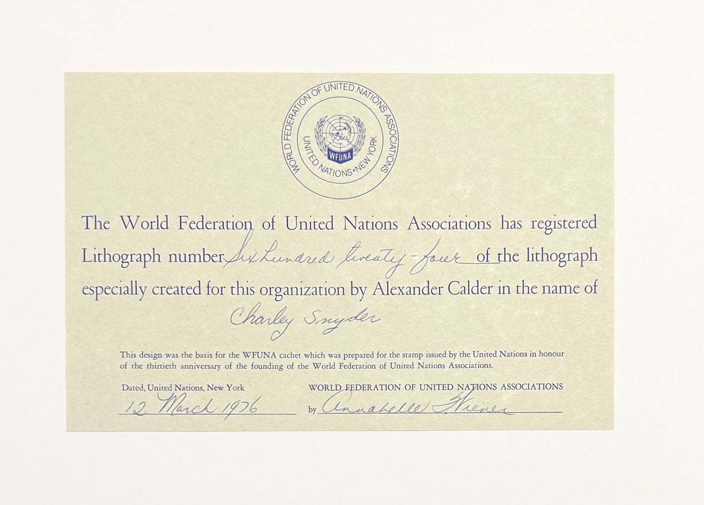 Alexander Calder 30th Anniversary of the World Federation of the Unite