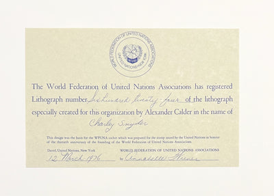 Alexander Calder 30th Anniversary of the World Federation of the Unite