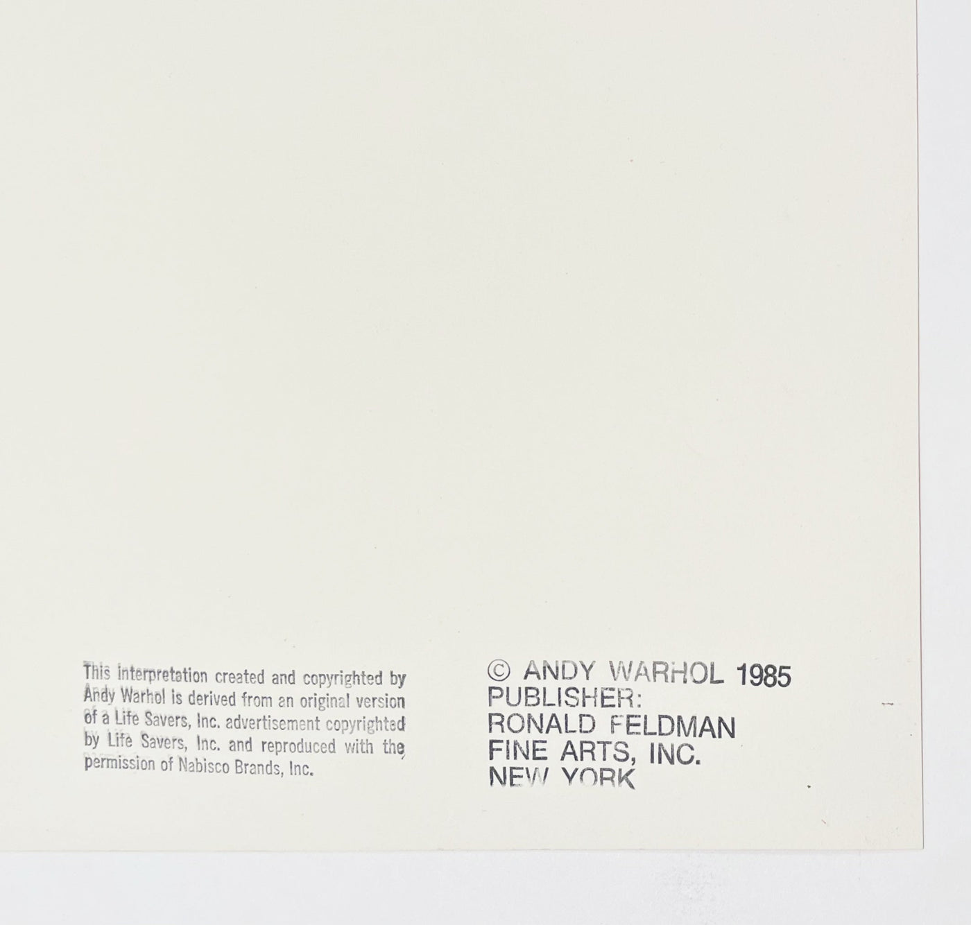 Andy Warhol Life Savers (Feldman II.353) 1985