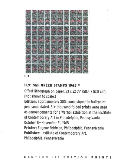 Andy Warhol S&H Green Stamps (Feldman II.9) 1965