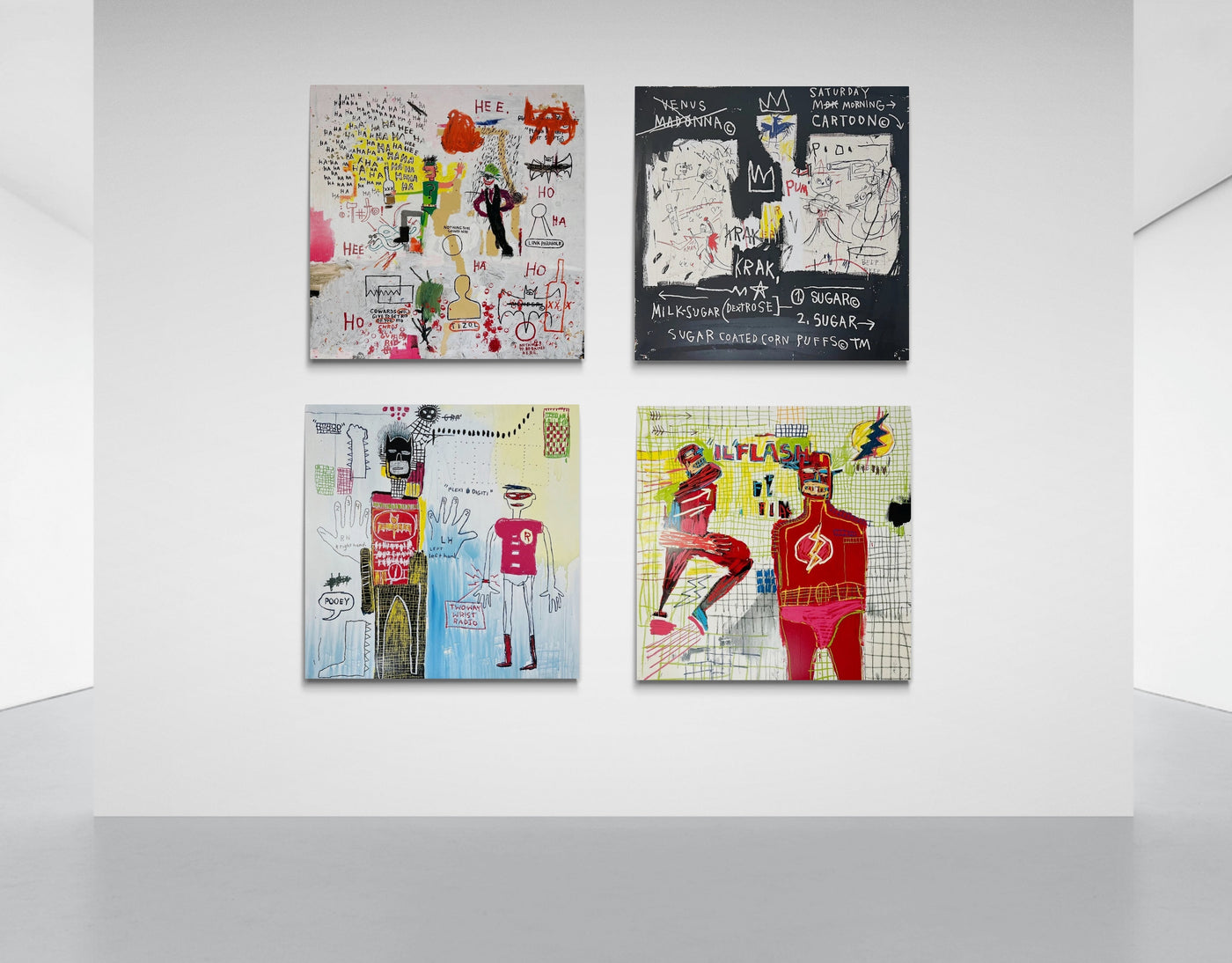 Jean-Michel Basquiat Superhero Portfolio (Riddle Me This, Batman; A Panel of Experts; Piano Lesson; Flash In Naples) (Published by Pace Prints) 2022