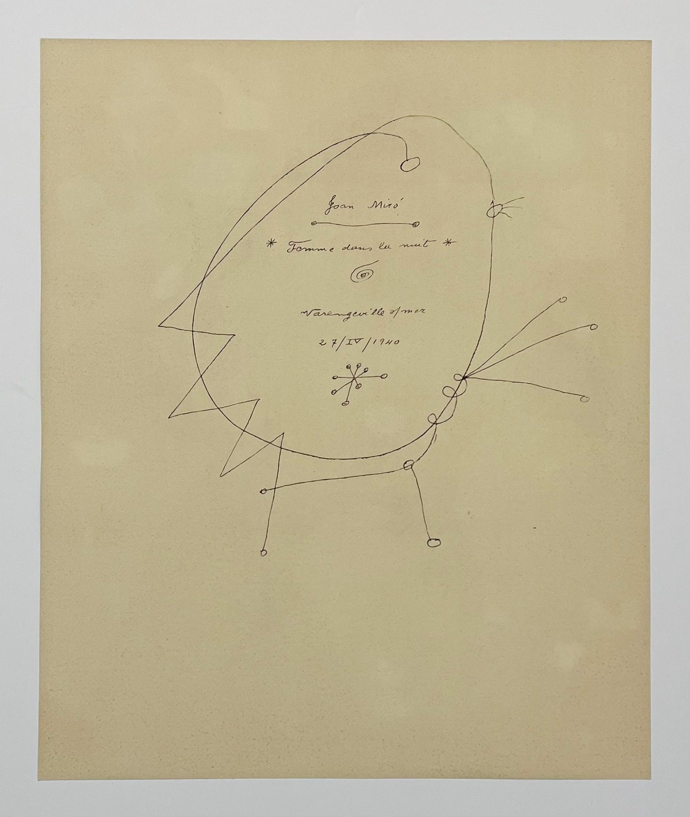 Joan Miro (after) Femme dans la nuit (Woman in the Night), Plate IX (Cramer No. 58) 1959