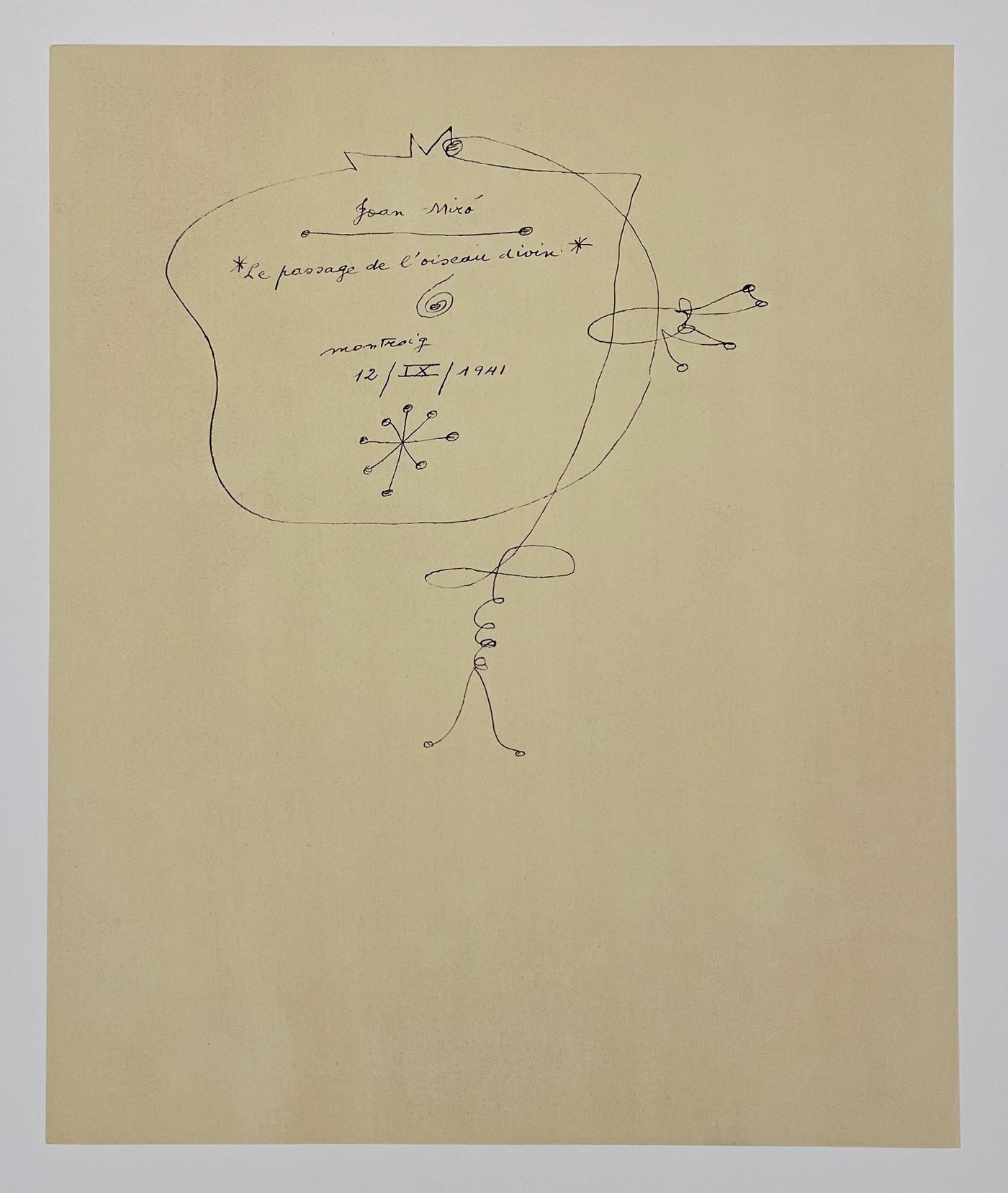 Joan Miro (after) Le passage du l'oiseau divin (The Passage of the Divine Bird), Plate XXII (Cramer No. 58) 1959
