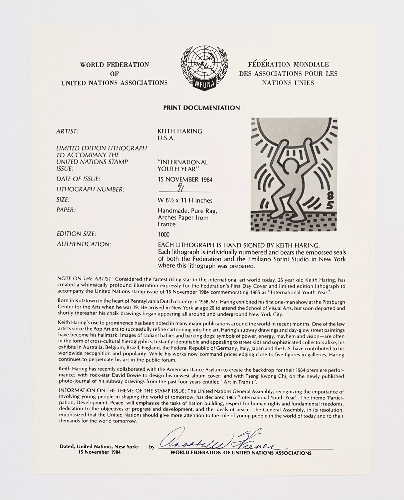 Keith Haring United Nations International Youth Year 1985