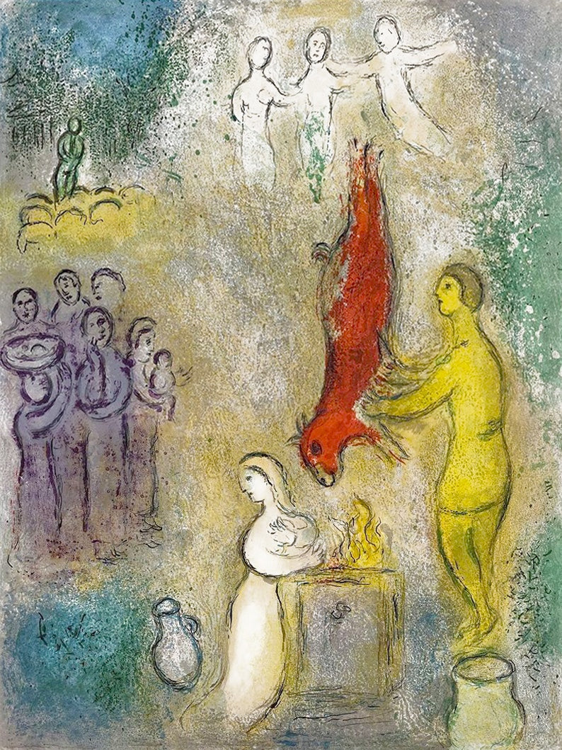 Marc Chagall Sacrifices Made to the Nymphs, from Daphnis and Chloe (Mourlot 330, Cramer 46) 1961