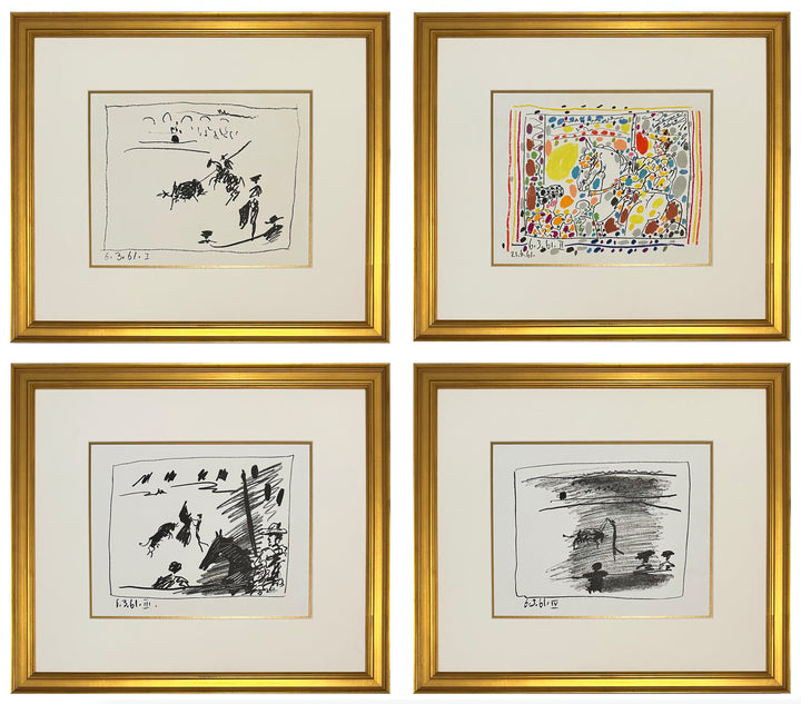 Pablo Picasso A Los Toros Avec Picasso (Set of Four in Gold Frames