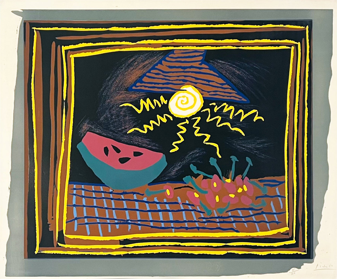 Pablo Picasso Nature morte a la pasteque (Still Life with Watermelon and Cherries) (Bloch 1098, Baer 1301) 1962