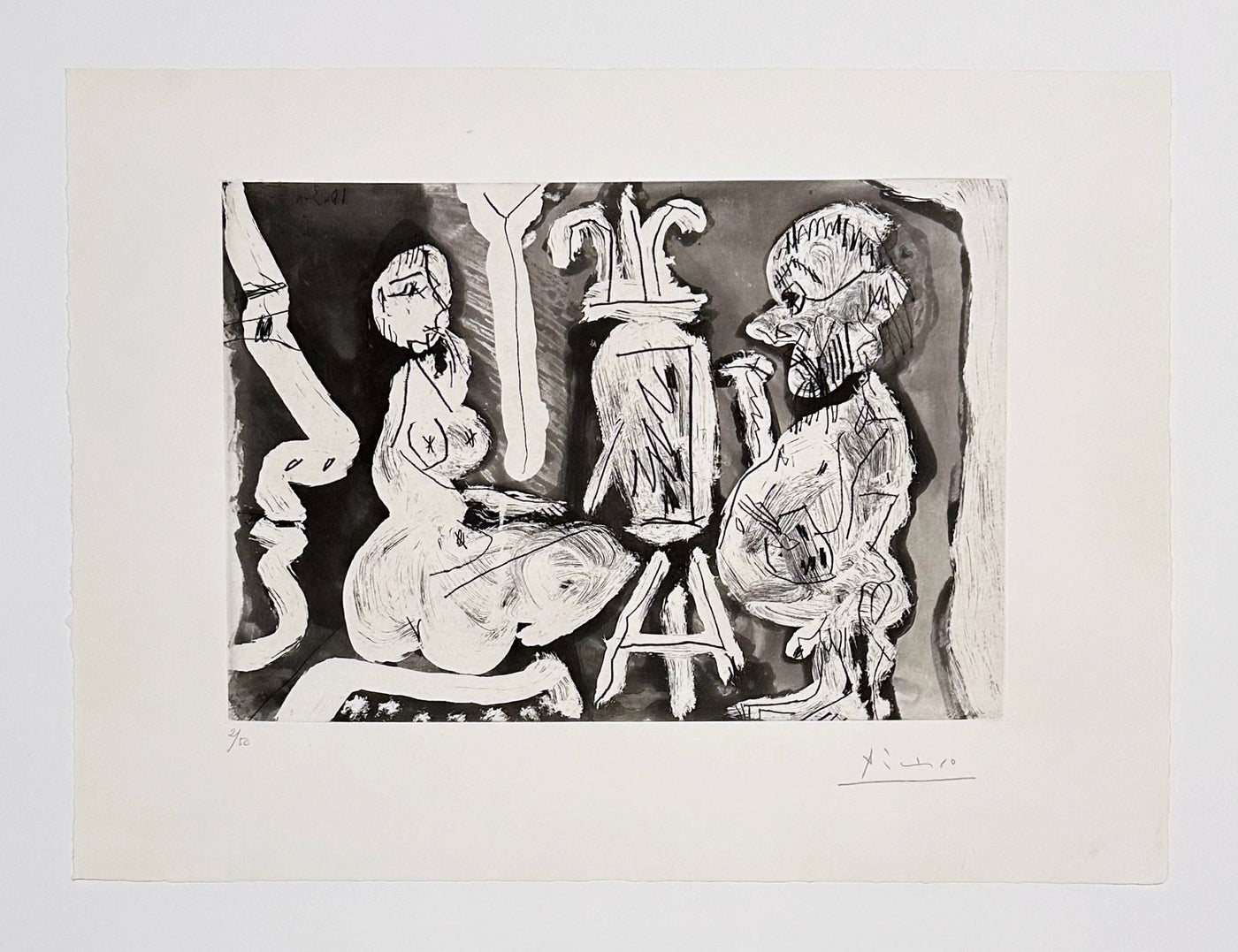 Pablo Picasso Pientre et son modèle avec un spectateur (Bloch 1209, Baer 1191) 1965