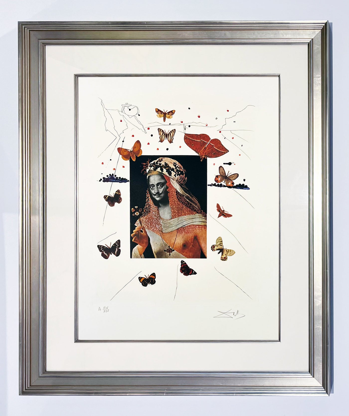 Salvador Dali Surrealist Portrait of Dali Surrounded by Butterflies (Field 71-15 G) 1971