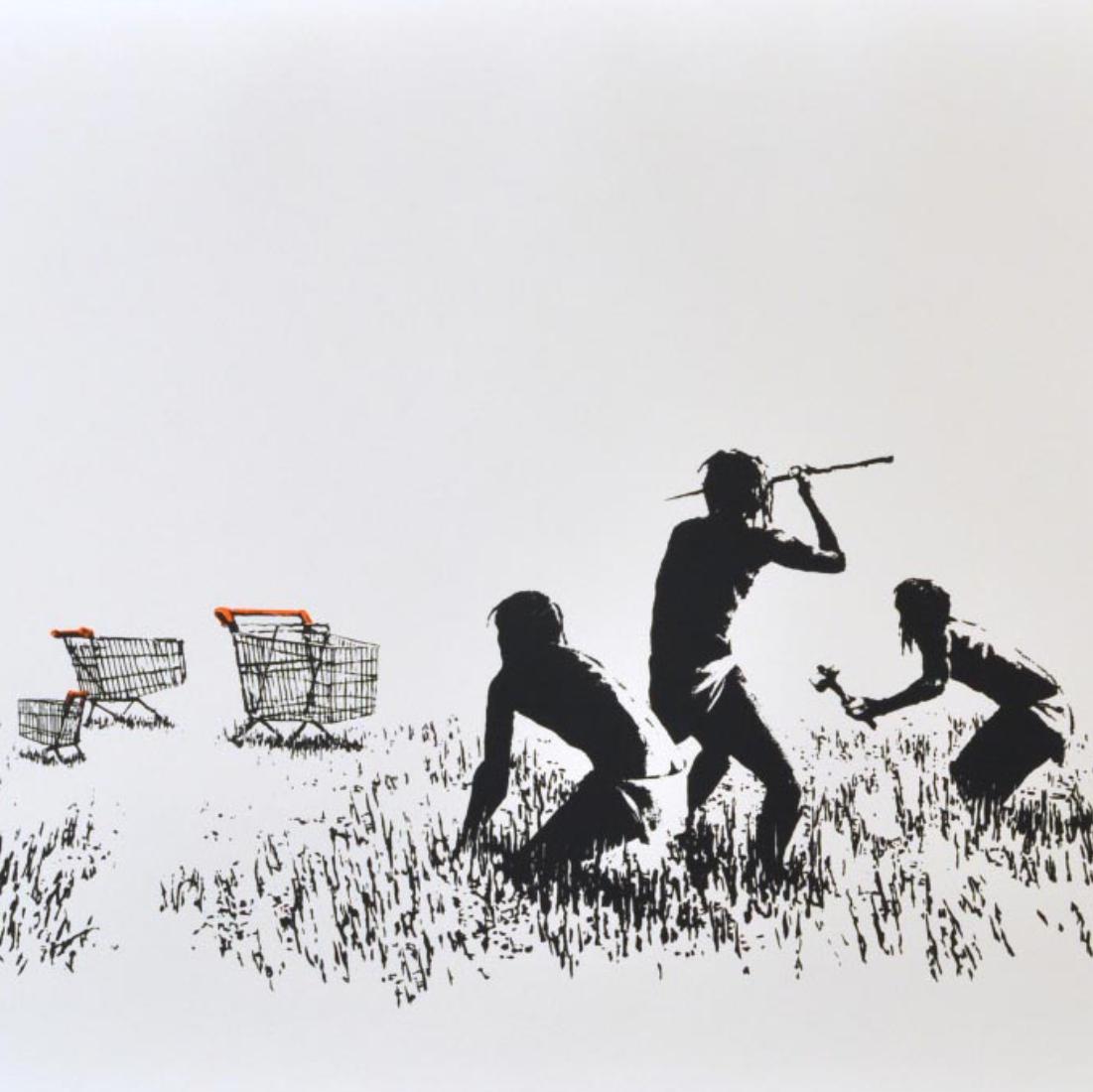 Banksy Trolleys (Black and White) 2007