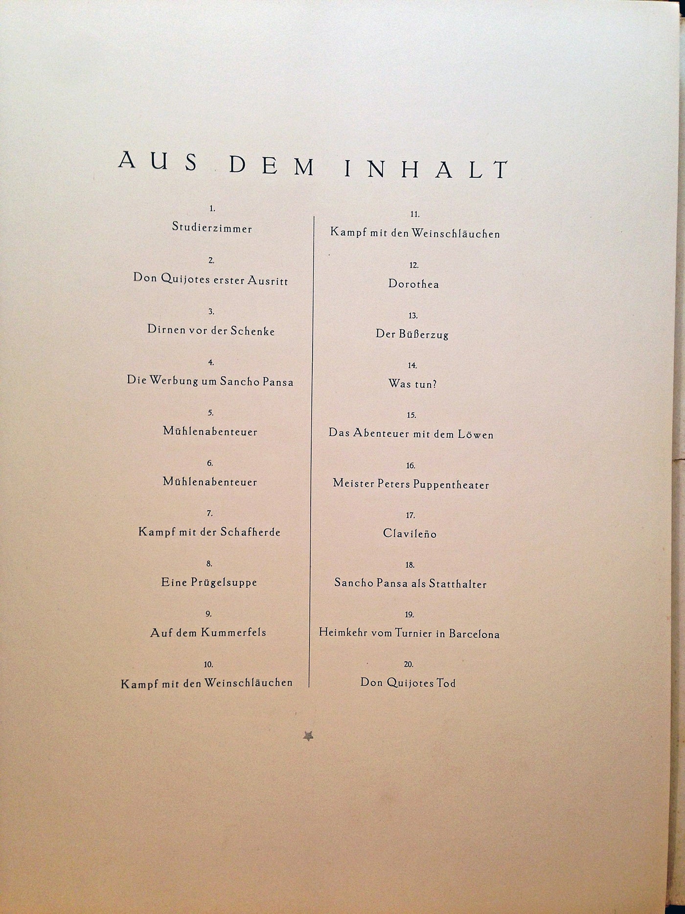 Don Quijote von der Mancha Table of Contents 1922