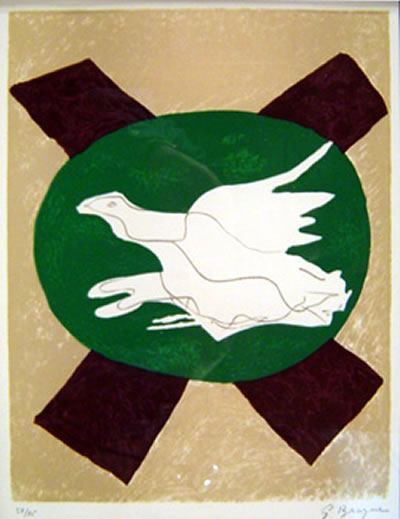 Georges Braque Oiseau sur Fond de X 1958