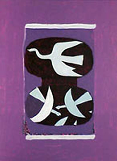 Georges Braque Trois Oiseaux sur Fond Violet 1964