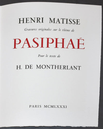Henri Matisse Pasiphae Porfolio (Duthuit 38) 1981
