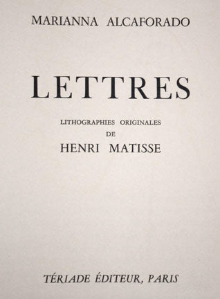Henri Matisse Title page, Les Lettres Portugaises (Duthuit 15) 1946