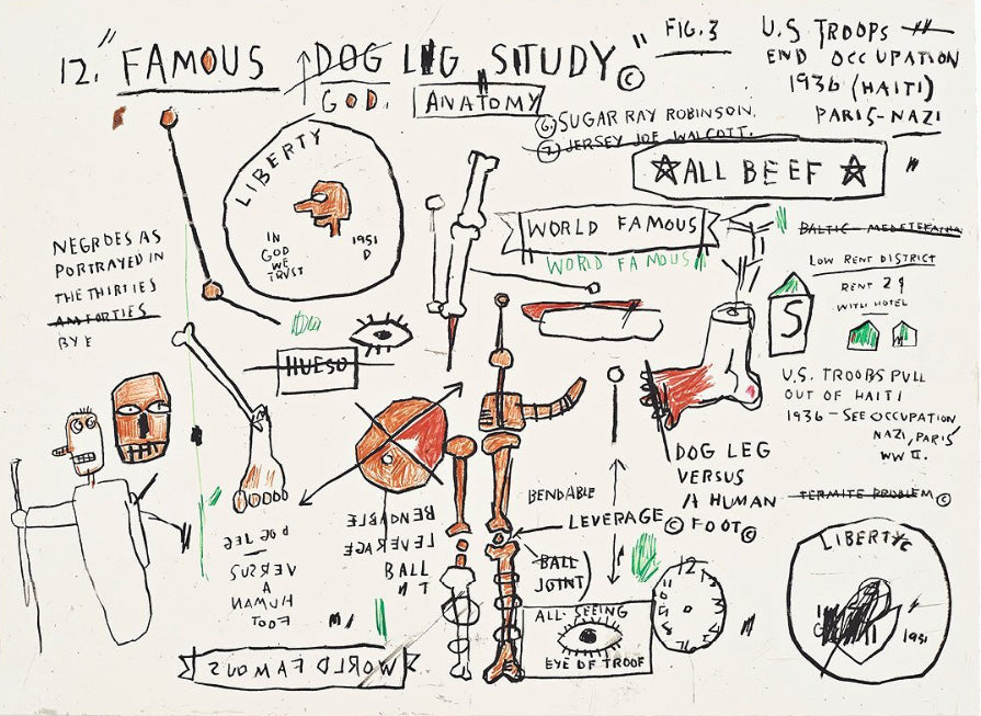 Jean-Michel Basquiat Set of Four (Wolf Sausage, King Brand, Dog Leg Study, Undiscovered Genius) (Published by Flatiron Editions) 2019