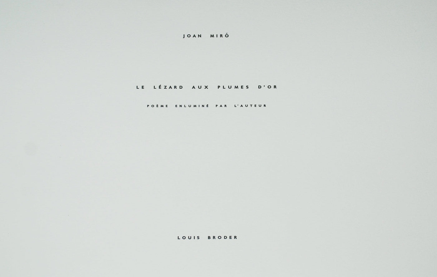 Joan Miro Le Lezard aux Plumes d'Or, Justification Pages (Cramer 148) 1971