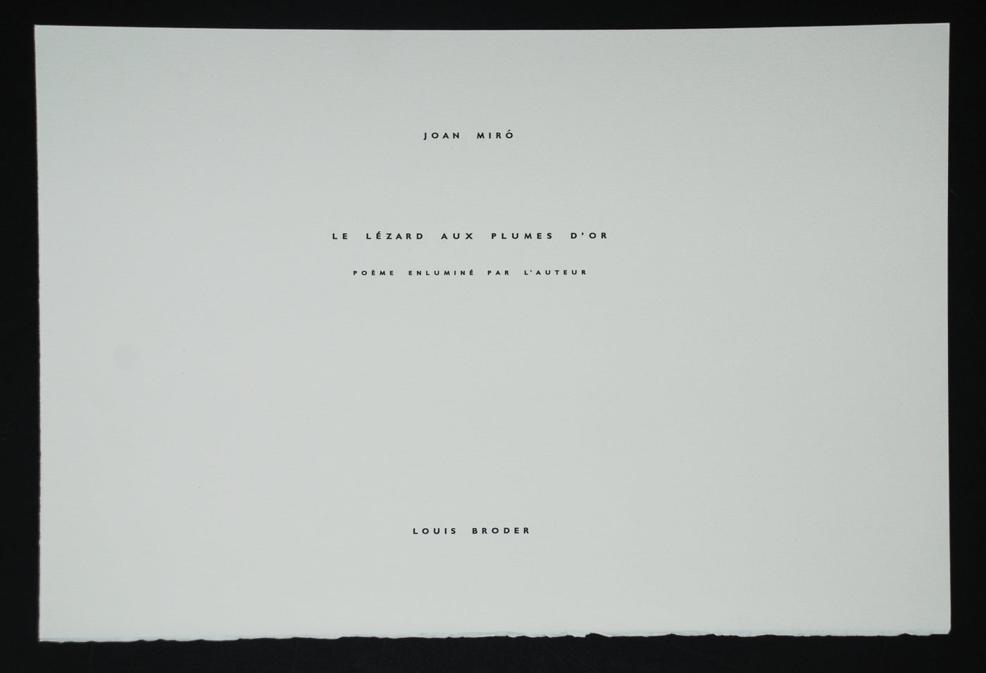 Joan Miro Le Lezard aux Plumes d'Or, Justification Pages (Cramer 148) 1971