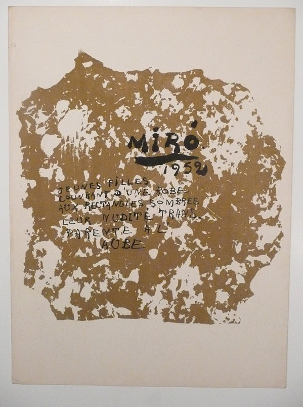 Joan Miro Plate 6 Derriere le Miroir #57-58-59 (Cramer 26 Mourlot 198) 1953