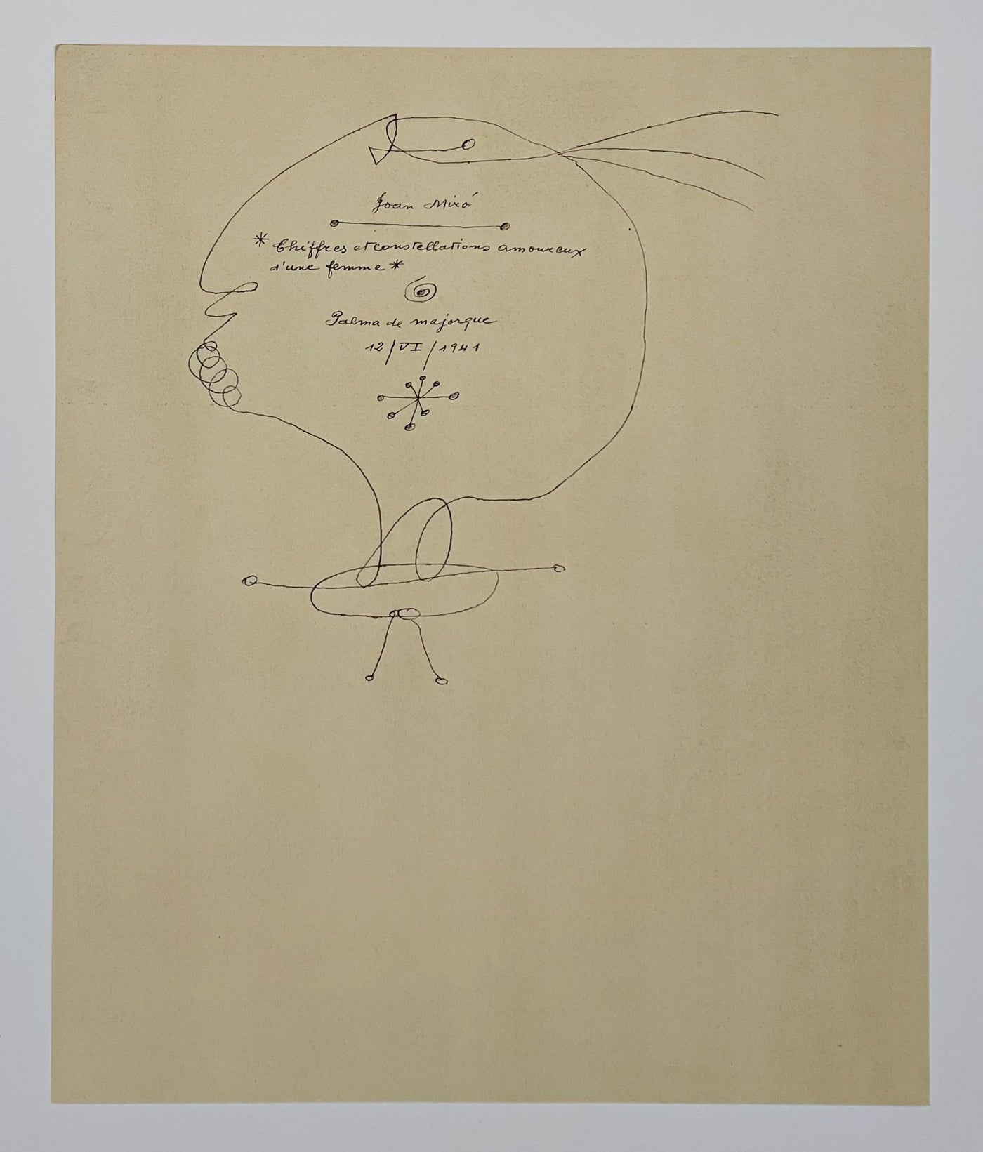 Joan Miro (after) Chiffres et constellations amoureux d'une femme (Ciphers and Constellations in Love with a Woman), Plate XIX (Cramer No. 58) 1959
