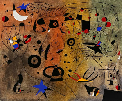 Joan Miro (after) Femme a la blonde aisselle coiffant sa chevelure a la lueur des etoiles (Woman with Blond Armpit Combing her Hair by the Light of the Stars), Plate V (Cramer No. 58) 1959