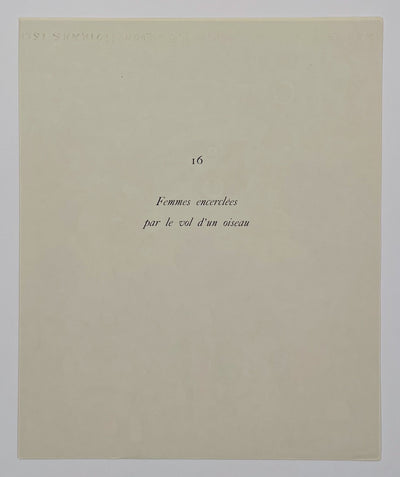 Joan Miro (after) Femmes encerclees par le vol d'un oiseau (Woman Encircled by the Flight of a Bird), Plate XVI (Cramer No. 58) 1959