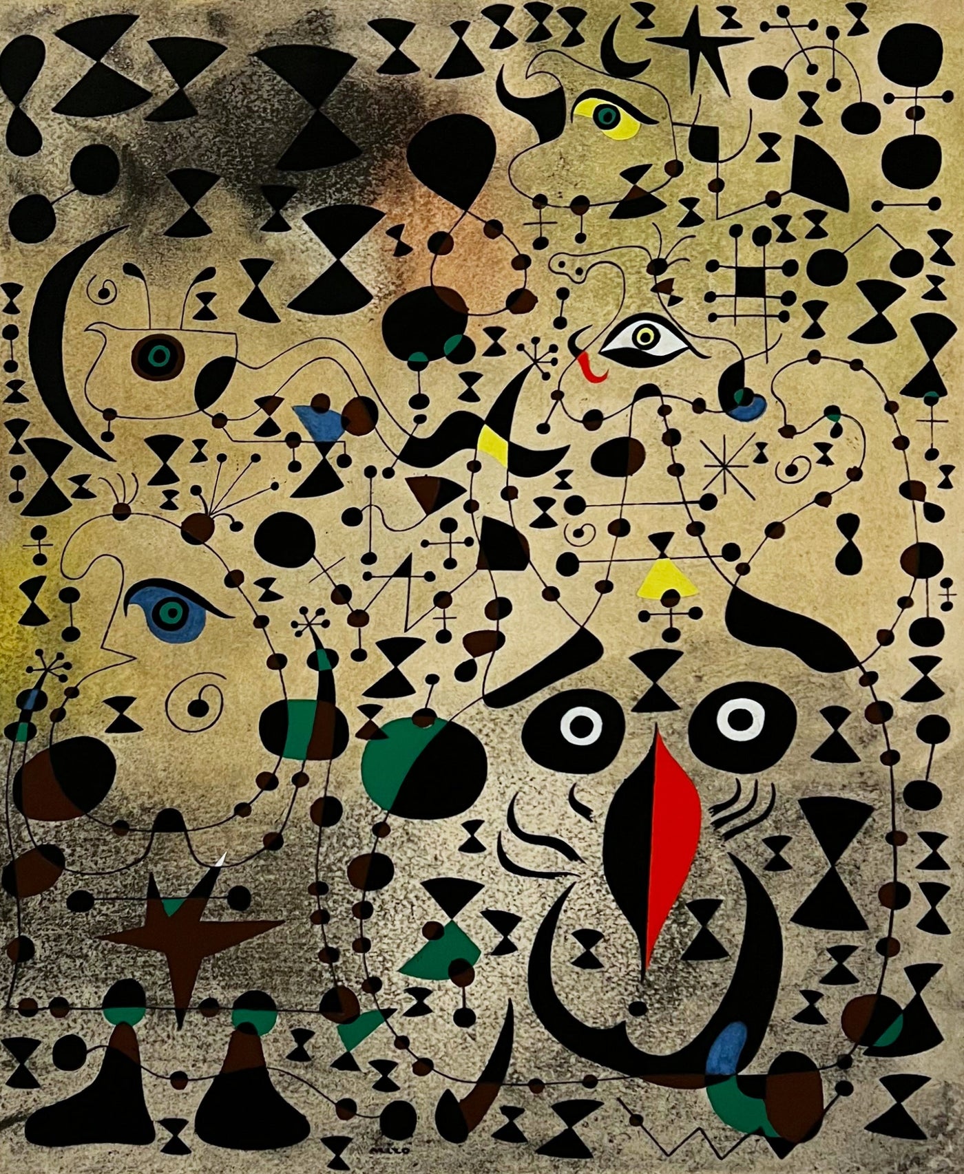 Joan Miro (after) Le bel oiseau dechiffrant l'inconnu au couple d'amoureux (The Beautiful Bird Revealing the Unknown to a Pair of Lovers), Plate XX (Cramer No. 58) 1959
