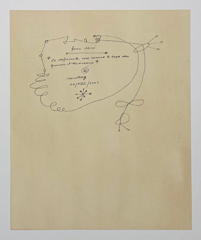 Joan Miro (after) Le crepuscule rose caresse les femmes et les oiseaux (The Rose Dusk Caresses the Woman and the Birds), Plate XXI (Cramer No. 58) 1959