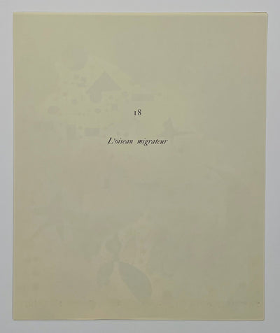Joan Miro (after) L'oiseau migrateur (The Migratory Bird), Plate XVIII (Cramer No. 58) 1959