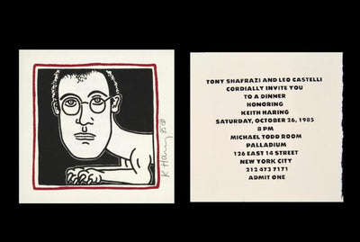 Keith Haring Self Portrait (Palladium Dinner Invite) 1985
