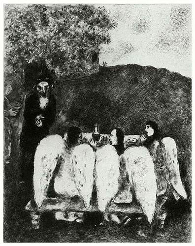 Marc Chagall Abraham and the Three Angels (Cramer 29) 1956
