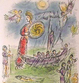 Marc Chagall Athena Guides Telemachus' Boat (Cramer 96) 1975