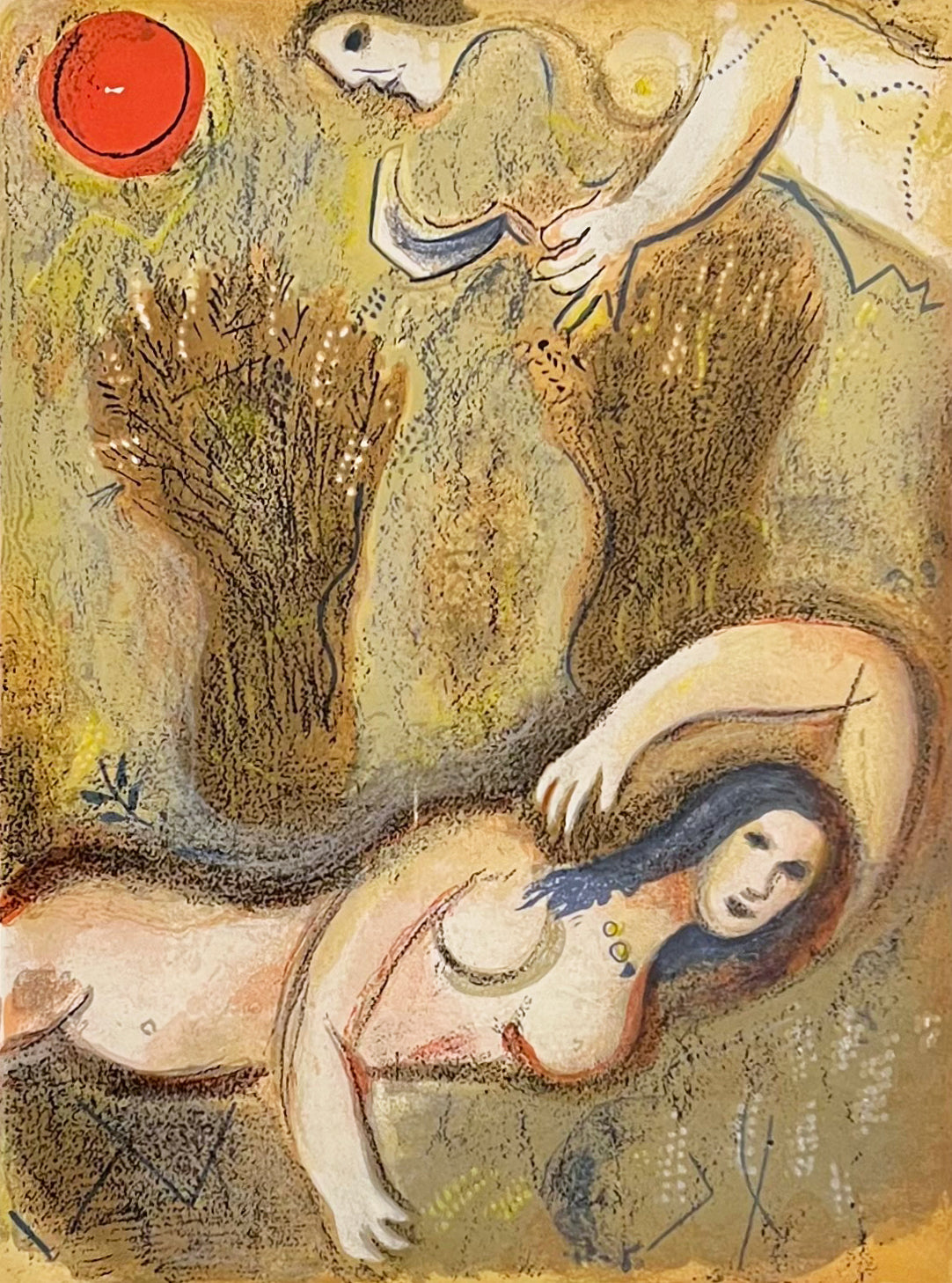 Marc Chagall Boaz Wakes Up and Sees Ruth at His Feet (Cramer 42) 1960