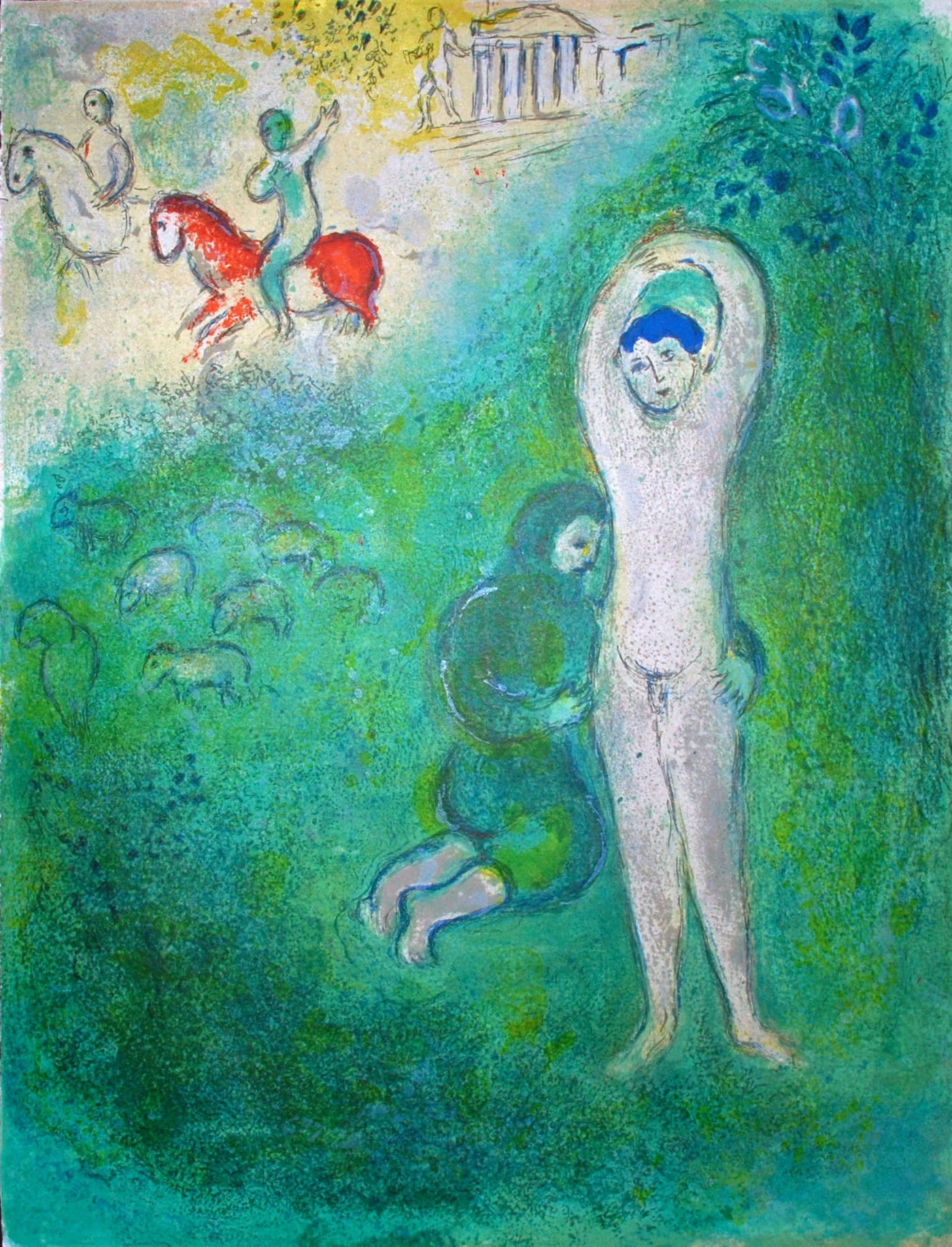 Marc Chagall Daphnis and Gnathon, from Daphnis and Chloe (Mourlot 343, Cramer 46) 1961