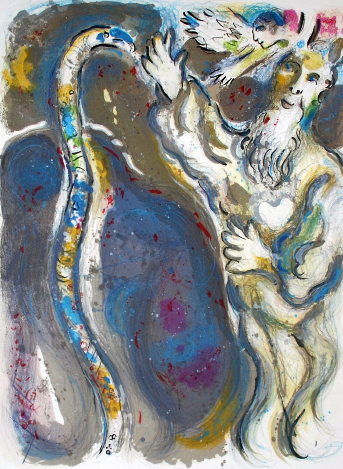 Marc Chagall God Turns Moses' Staff into a Serpent, from The Story of Exodus (Mourlot 448, Cramer no. 64) 1966