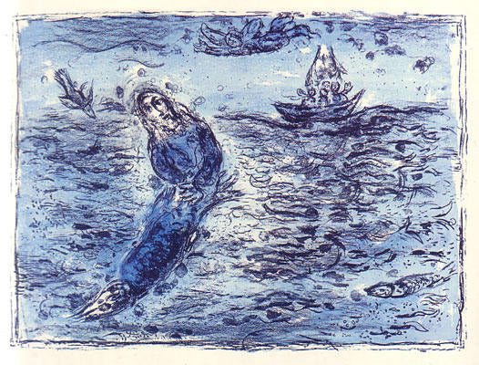 Marc Chagall Jonah Against a Blue Background (Mourlot 661) 1972